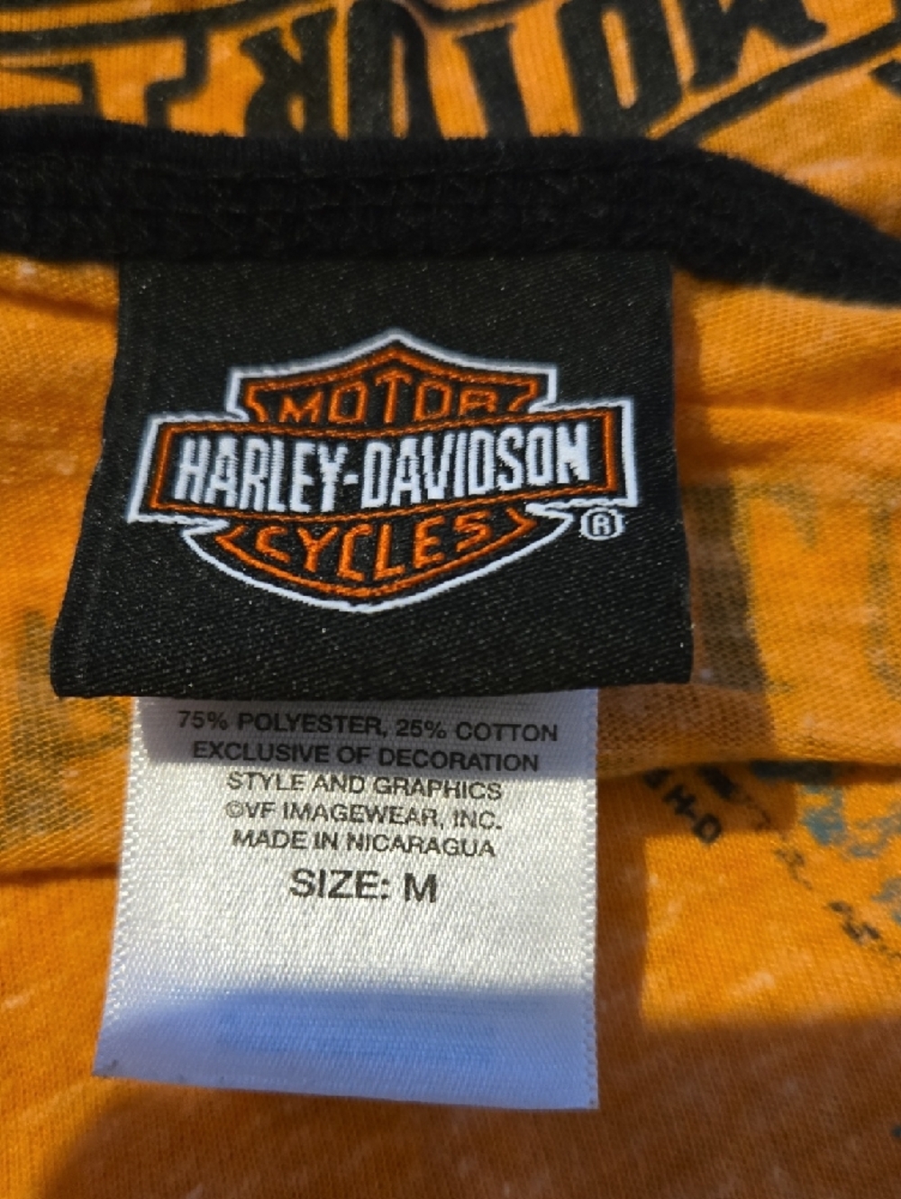 Harley-Davidson Orange Tee with Black Raglan Sleeves - Picture 3 of 3
